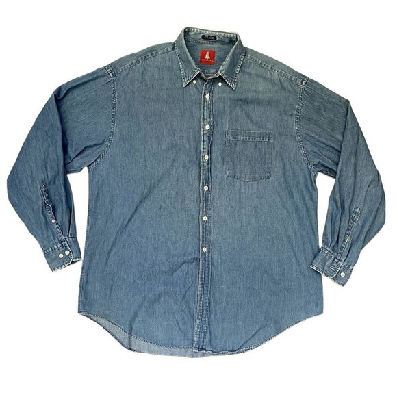 Norsports | 90s Button Down Denim Long Sleeve Shirt | Size: Large - Picture 1 of 7